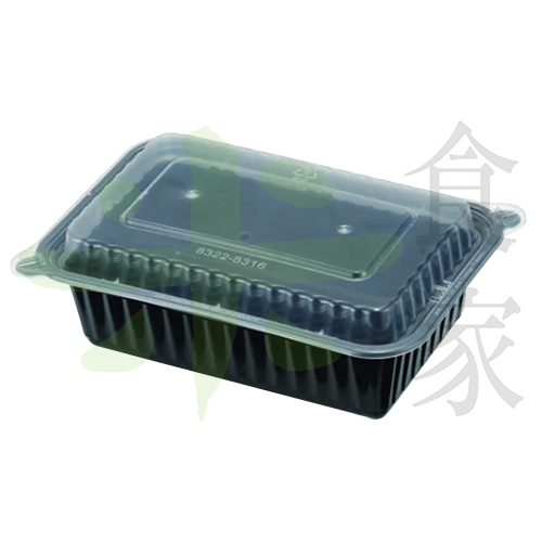 A8322黑色餐盒+蓋(150組)